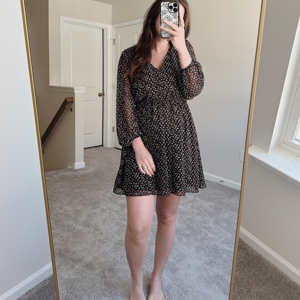 Madewell Georgette Button Front Mini Dress Ditsy Floral